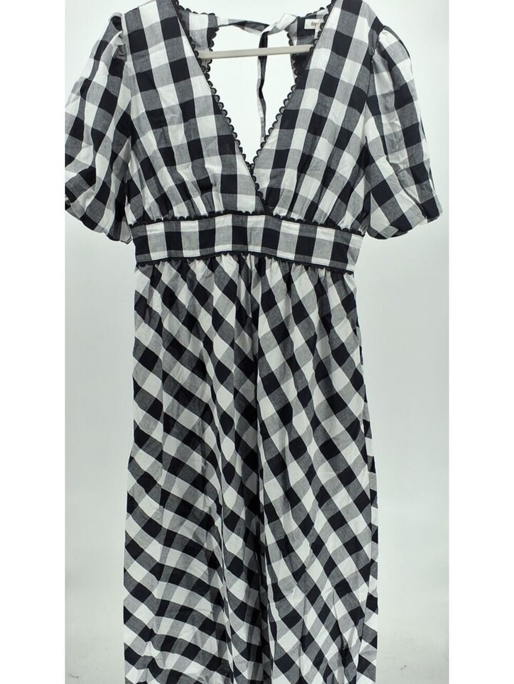 Day + Moon Go Sports Gingham Midi Dress In Black/white-Large